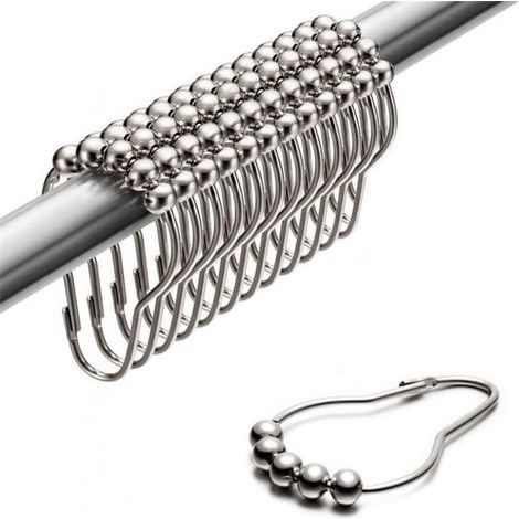 Shower curtain rings - Set of 12 - Stainless steel - Sliding system (1/5)