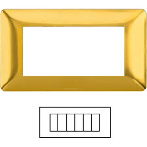 Placca Interruttore 6 Moduli Copri Placchetta Oro Lucido Copripresa C8806 SGLD (1/5)