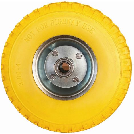Werka Pro – Roue increvable jaune 260 mm – Largeur 85 mm – Alésage 20 mm – Compatible chariots et brouettes – Matériau caoutchouc durable