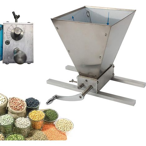Molinillo manual con 2 rodillos - Acero inoxidable - Regulable - Con manivela - Funcionamiento manual - 3,6 kg/min - Para café en grano, trigo, cereales y avena