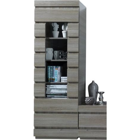 Vitrine DUCAL - 1 Porte - Coloris Effet Bois Gris - 60 x 50 x 185 cm (1/3)