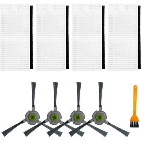 YMYNY Lot de 8 brosses latérales pour aspirateur robot Lefant U180 M210 Pro M201 L3, 4 brosses latérales, 4 filtres HEPA, 1 brosse de nettoyage (1/4)