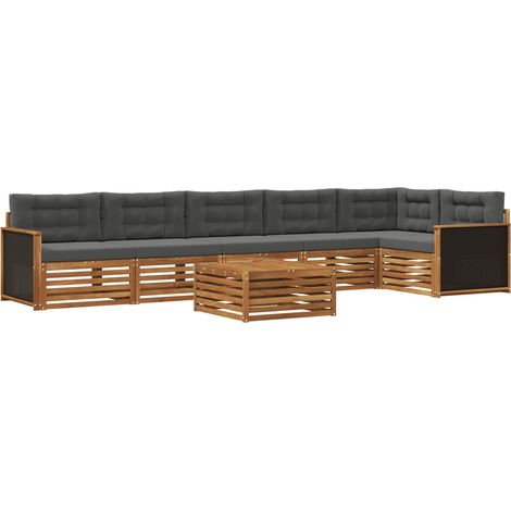 Conjunto de sofás de exterior 7 uds. Natural y Antracita vidaXL (1/5)