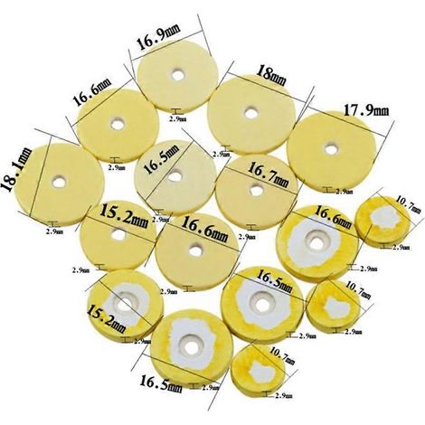 Lot de 16 tampons de flûte jaunes de différentes tailles (13 x 9 x 1 cm) pour instruments à vent en bois. Accessoires de réparation en cuir véritable. (1/5)