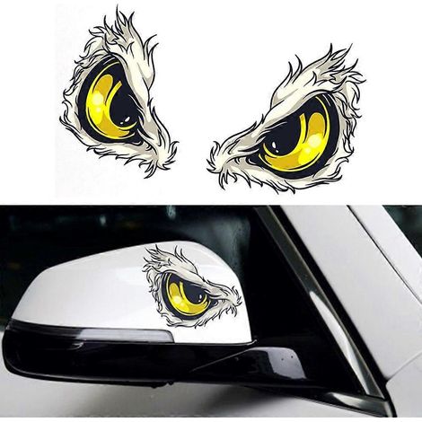 autocollant de voiture réfléchissant 3D en forme d'yeux de chat (10 x 8 cm) pour ailes, rétroviseurs et vitres. (1/5)