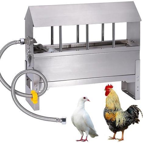 Automatic Stainless Steel Chicken Drinker, Water Dispenser for Poultry with Float Valve and Support Feet, Water Feeder for Pigeons, Ducks and Geese (1/5)