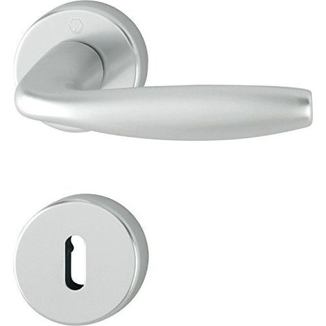 HOPPE poignée de New York avec poignée de porte avec rosette BB 3369858, Aluminium argent anodisé