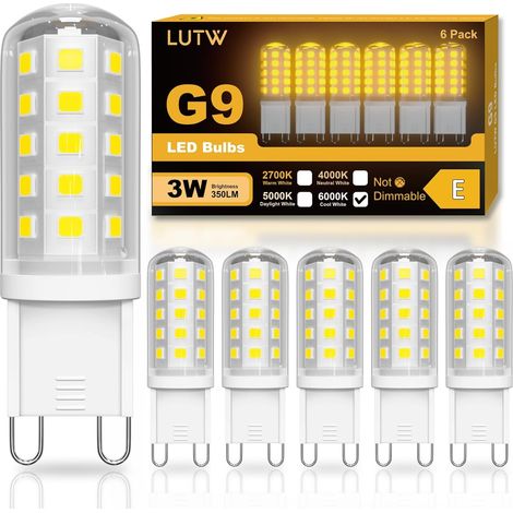 Lot de 6 - Ampoule LED G9 - Lumière Blanche Froide - Non Dimmable Sans Scintillement Pour Salon Cuisine Chambre 3W 350LM Blanc 1,55x5cm (1/5)