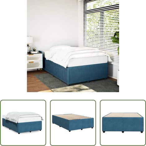 vidaXL Schlafzimmer -  Bettgestell Blau 120x190 cm Samt