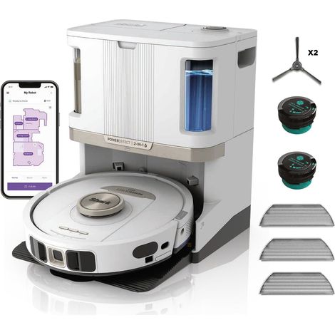 Shark PowerDetect Robot Aspirapolvere Lavapavimenti 2 in 1, NeverTouch Pro Autosvuotante, Autoriempimento, Autopulizia, Navigazione 3D LiDAR, Bypass Ostacoli NeverStuck, WiFi/App, Bianco AV2820ZEEUWH (1/5)