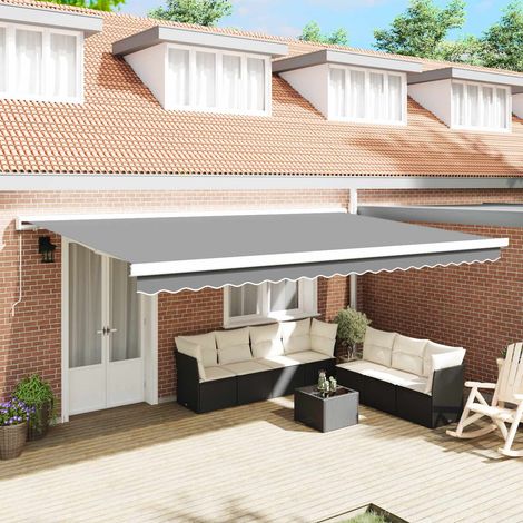 vidaXL Estructura de toldo manual 4,5 x 3 m Blanco (1/4)