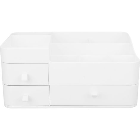 Coffret Rangement Cosmétique Imperméable Lavable 8 Compartiments 3 Tiroirs Organisateur de Maquillage Grand Bureau Étagère Pliable (1/5)