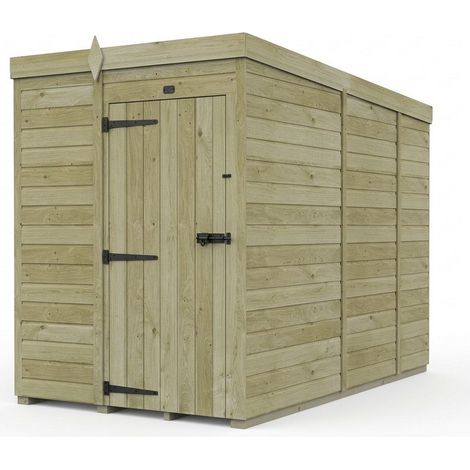 5ft x 9ft Pent Garden Shed Single Door No Windows - Pressure Treated Timber - L152 x W274 x H210 cm - Natural