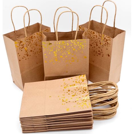 18 Pièces Sacs Cadeaux avec Poignée Sac en Papier Kraft Petit Pochette Sac Anniversaire Sacs de Fête pour Noël Mariage (1/5)