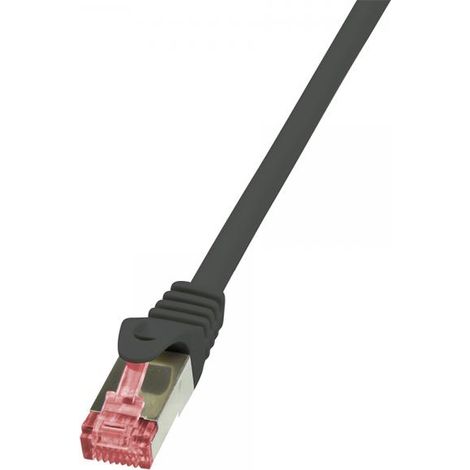 Cavo di collegamento Rete RJ45 LogiLink CAT 6 S/FTP 0.5 m Nero Ritardante di fiamma, con protezione