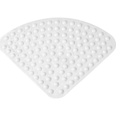 Tapis de douche d'angle antidérapant, 54 x 54 cm, pour douches intérieures, avec ventouse, en éventail, blanc (1/5)