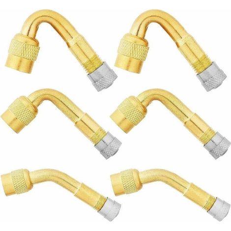 6 Pièces Pneu Valve Rallonge, 45°, 90°, 135° Extension Valve Pneu Valve de Adaptateur Raccord Prolongateur Coude, Embout de Gonflage Coudé pour Voiture Camion Moto Vélo Scooter, (1/5)