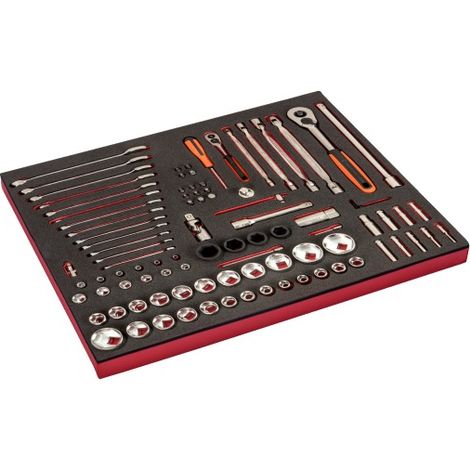 BAHCO - Module mousse Fit&Go 3/3, jeu de douilles 1/4"-1/2", clés et pinces - 94 Pcs