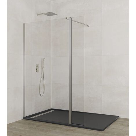 Paroi de douche walk-in SCREEN avec panneau pivotant, 80 cm, verre transparent, profil chromé brillant, panneau pivotant 40 cm (1/5)