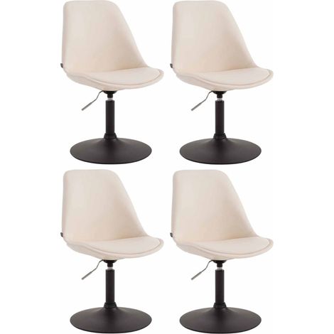 Juego de 4 sillas de comedor giratorias regulables en altura en PVC crema y pie de trompeta de metal negro 100001803 (1/4)