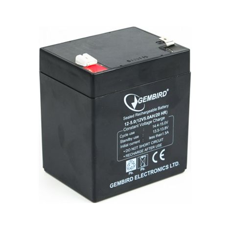 Gembird 12V, 5Ah - USV-Systembatterien (5Ah, verschlossene Bleisäure (VRLA), 5 Ah, 12 V, 1,6 kg, 90 mm, 106 mm) Schwarz (1/2)