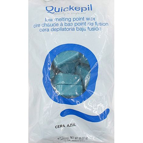 Cera dura sin bandas Quickepil para depilación, 1 kg, azul