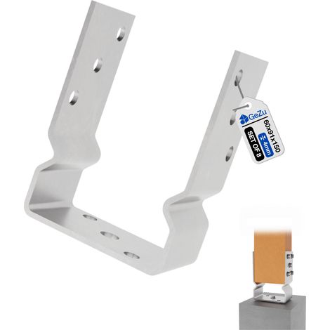 Lot de 8 Support de poteau en U galvanisé à chaud 91 x 91 x 150 mm – Platine bois pour clôture et poteaux – GeZu Impex