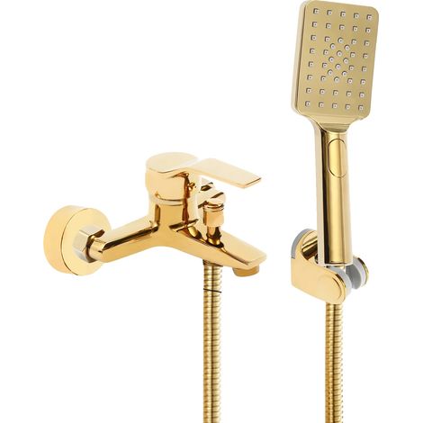 Badewannen-Duscharmatur, Dualsteuerung, Handbrause, Gold (1/2)