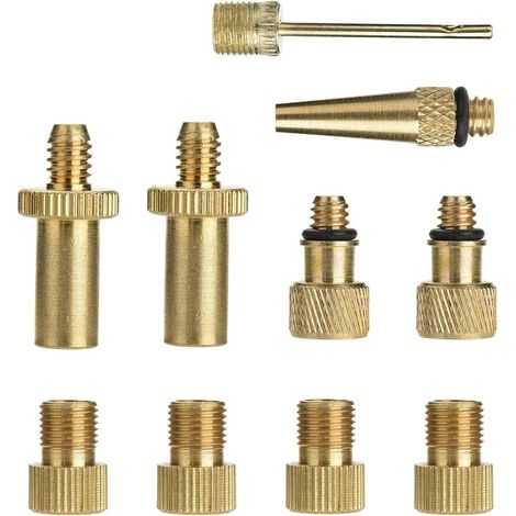 10 Pièces Vélo Pompe Valve Adaptateurs Soupape de Vélo Vélo Valve Connecteurs Bicyclette Transformateur Adaptateur Raccord De Pompe Balles Ballon de Aiguille (1/4)