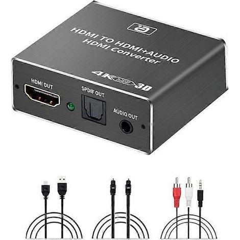 Extracteur audio HDMI HDCP CEC + Optisk TOSLINK SPDIF + Convertisseur audio RCA 3,5 mm 4K x 2K 3D HDMI Au