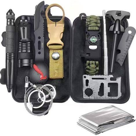 Survival Gear Kit, Multi-Functional Outdoor Tool Set, Emergency and Camping Equipment (1/4)