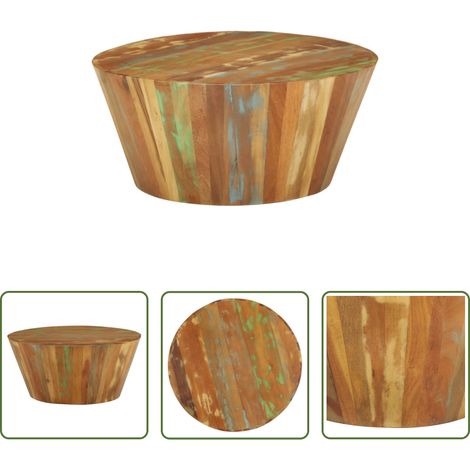 Bois recyclé - Table basse Ø65x31 cm Bois de récupération massif (1/5)