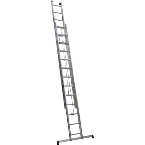 Centaure – Échelle coulissante 2 plans à corde – Hauteur 3m70/6m50 – 2x13 barreaux – Niveau à bille – Stabilisateur en aluminium avec patins bi-matières (1/10)