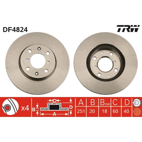 DISQUE DE FREIN AVANT DF4824 TRW (1/2)