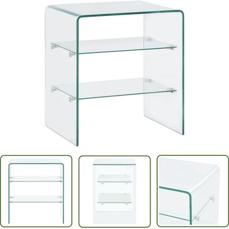 The Living Store Table basse 50x40x56 cm Verre trempé - Table Basse - Meuble Design - Table D'appoint - Table Contemporaine - Table En Verre (1/5)