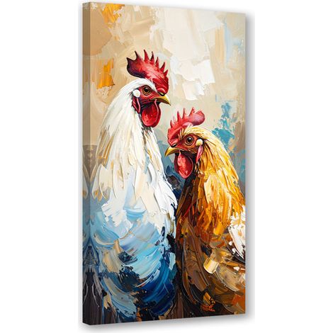 Wandbild Henne Hahn Vogel Tier 40x80 cm