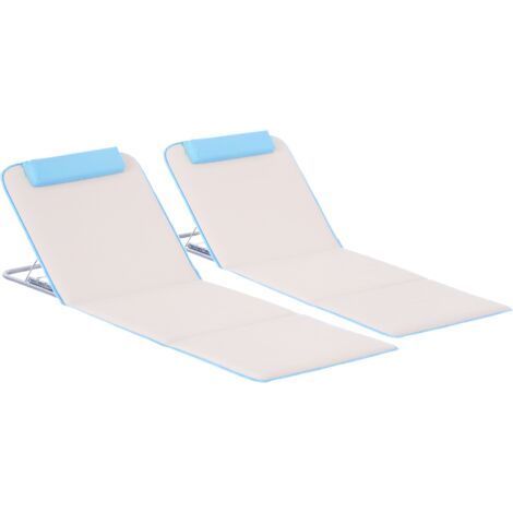 Transat de plage, chaise longue, chaise longue de jardin, pliable, dossier réglable, poche latérale, 48 cm x 134 cm x 33-43 cm, beige (1/5)