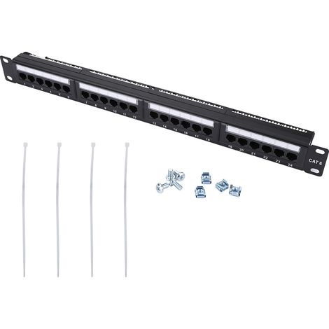 Panneau de brassage 24 ports CAT6 haut débit, montable sur rack, panneau de données pour câble réseau. (1/5)