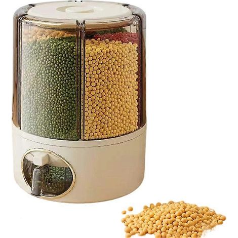 Reiseimer für die Küche, Aufbewahrungsbox für Müsli, großer weißer Getreidebehälter mit luftdichten, drehbaren Fächern (1/5)