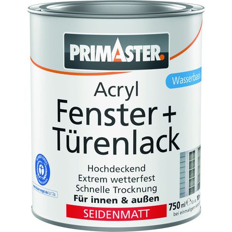 Primaster Acryl Fenster + Türenlack weiß seidenmatt 750 ml Acryl Lack