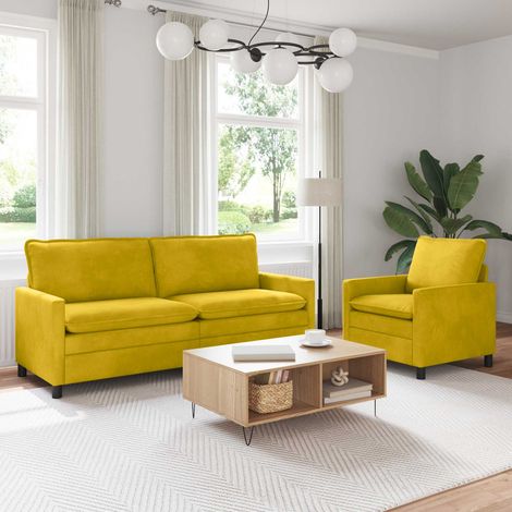 vidaXL Sofa Set 2 pcs Gelb Samt (1/5)