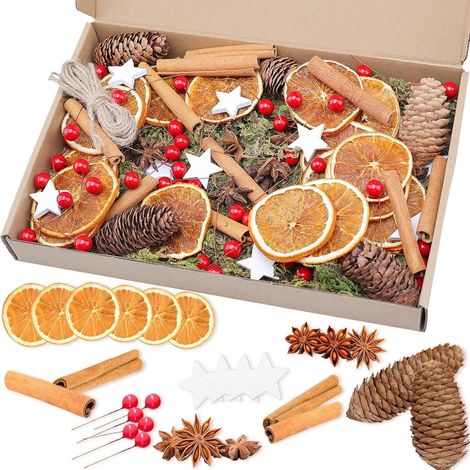 Weihnachtsdeko Bastelset 107tlg. mit Tannenzapfen, Beeren, Zimt, Orange, Sternanis (1/5)