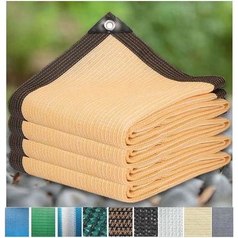 TAISHENGDA – UV-Schutz-Sonnensegel für Garten, Terrasse, Schattierungsnetz für Gewächshäuser, winddichtes Netz mit Ösen, 12 Befestigungsstifte, beige, 3 x 4 m (1/5)