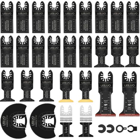 Ensemble de 32 lames de scie multi-outils accessoires universels pour outils oscillants avec sac de rangement compatible avec Einhell Makita DTM51Z Dremel Parkside et plus (1/5)