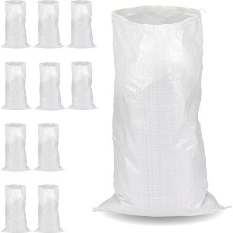 Lot de 10 Sacs à Gravats 55x95 cm, Sac Chantier Polypropylène Tissé Ultra Résistant 55 kg, Réutilisable pour Gravats, Déchets Verts (1/5)
