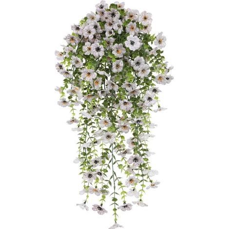 Artificial Violet Bouquet 76 cm – Realistic Hanging, durable and UV-resistant for home and garden, White