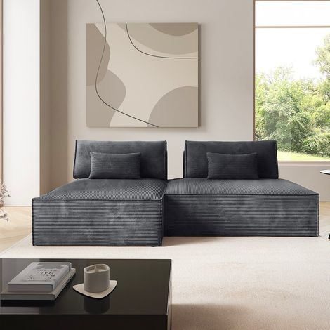 Canapé d'angle réversible modulable et convertible Georgia Gris (1/5)