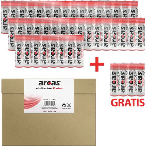 Micro-Batterien ARCAS Alkaline Typ AAA/LR03, 1,5V, 36er Flat-Pack (1/5)