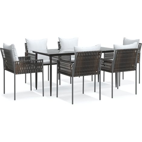 Maison Exclusive - Juego comedor jardín 7 piezas y cojines ratán (1/5)