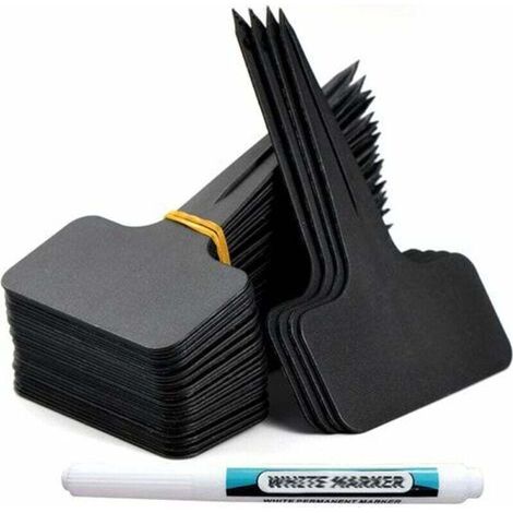100 wiederverwendbare Gartenetiketten Typ T Markeurs Plantes mit Stylo Étanche pour Potager Extérieur Noir